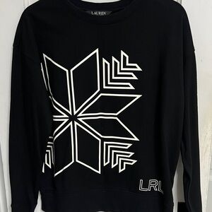 Ralph Lauren Black Sweatshirt with White Snowflake Design